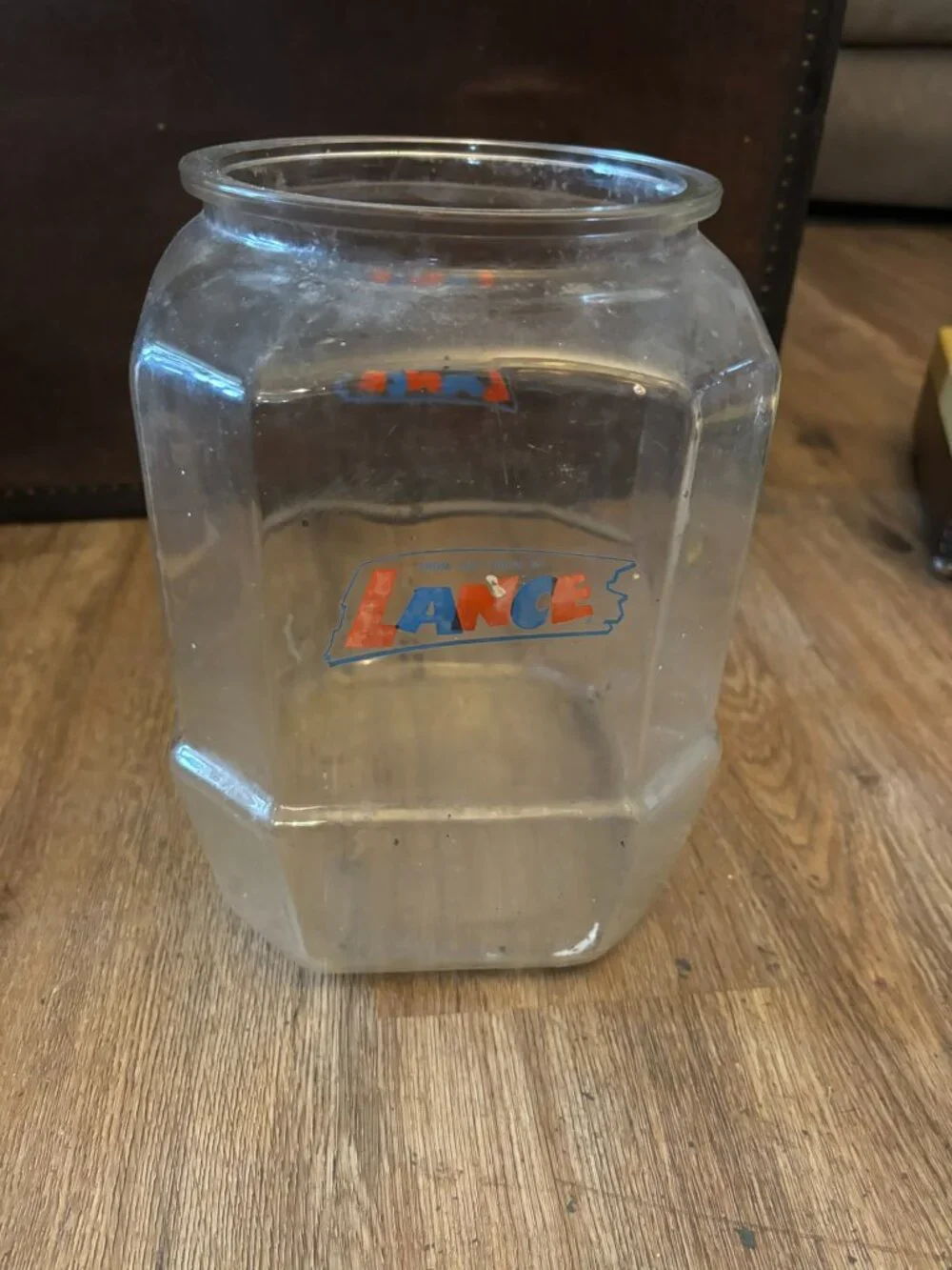 Antique Lance Cookie Cracker Store Jar Large 8 sided no lid